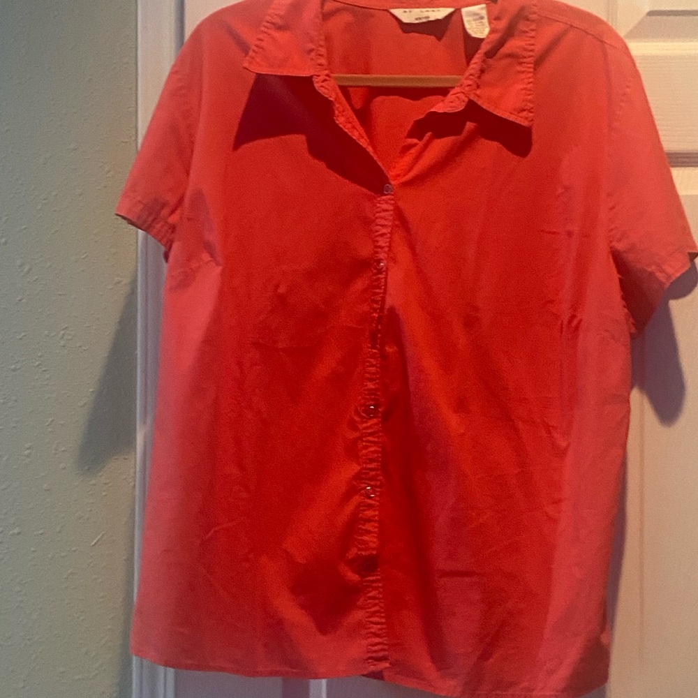 At Last Red Button Down Shirt